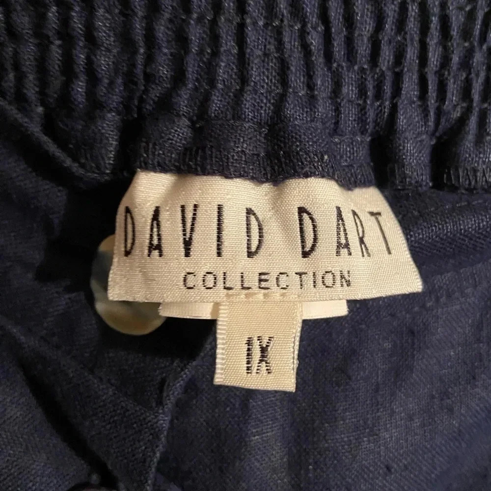 David Dart Collection 100% Linen Navy Button Fron… - image 3